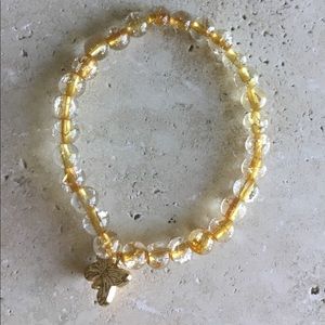 Handmade!Butterfly charm.Yellow/gold & clear beads